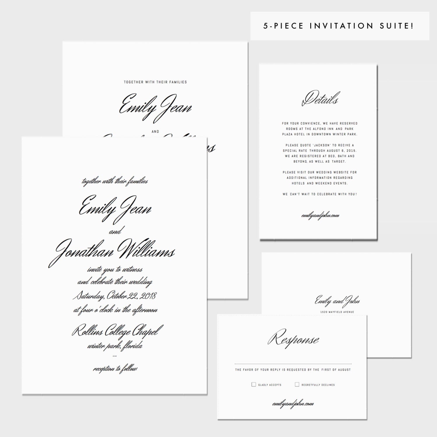 Printable Wedding Invitation Suite: Editable Heriot Template (PDF)