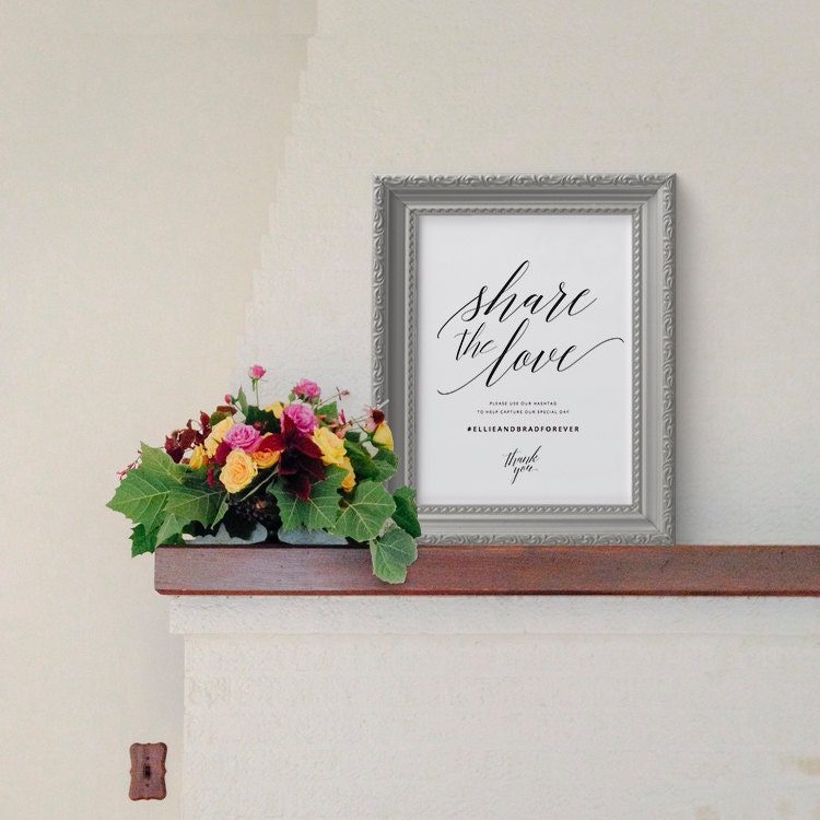 Share the Love Wedding Sign Template, Social Media Sign (PDF Download)
