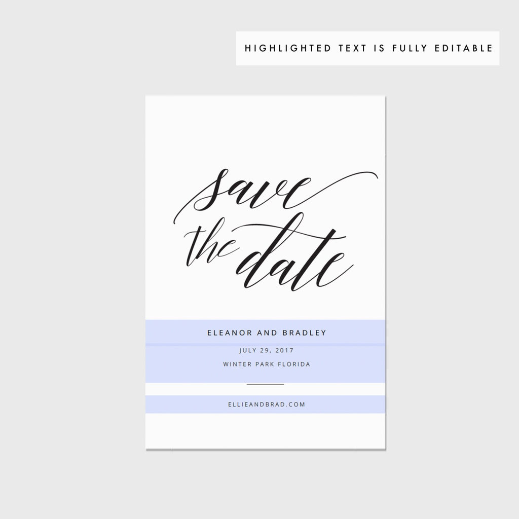 Calligraphy Save the Date Template, Editable PDF (Instant Download)