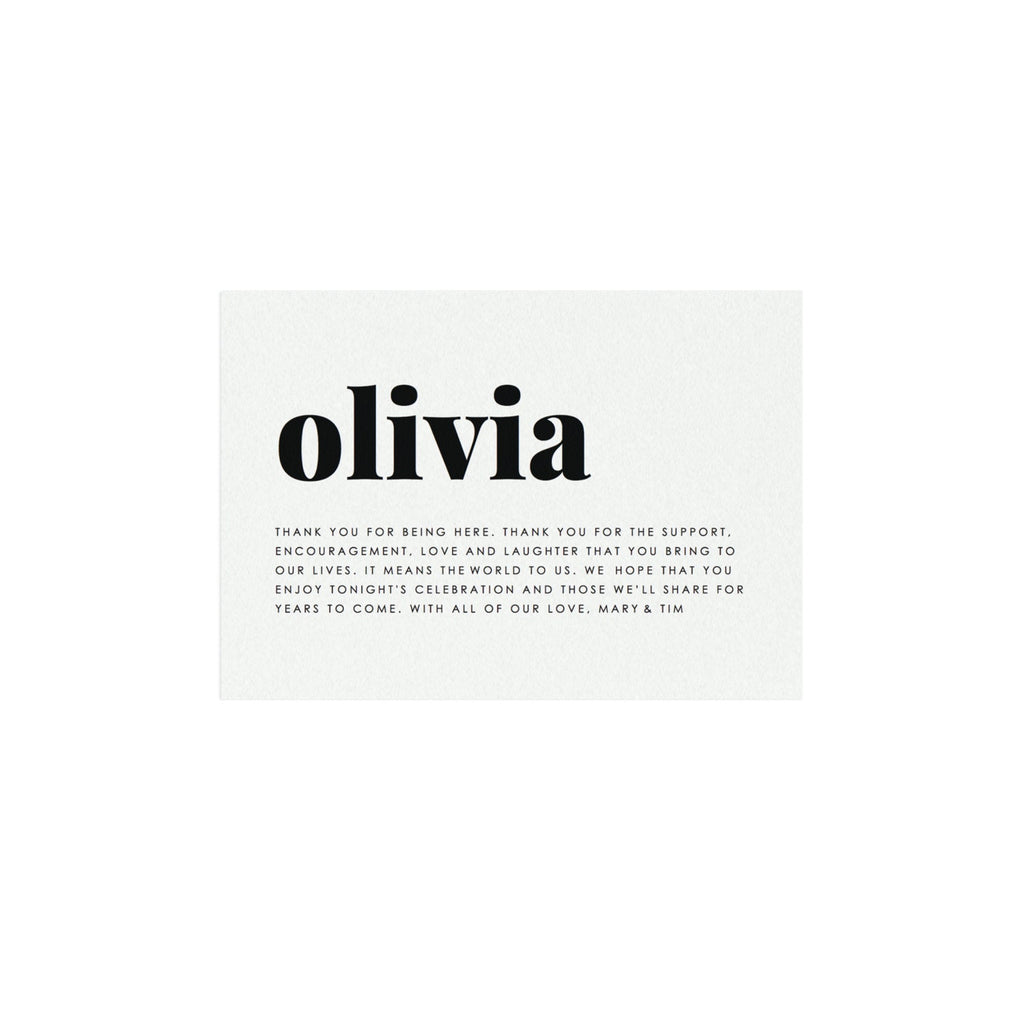 Modern Place Card Template: Fairfax, Thank You Sentiment (PDF Instant Download)