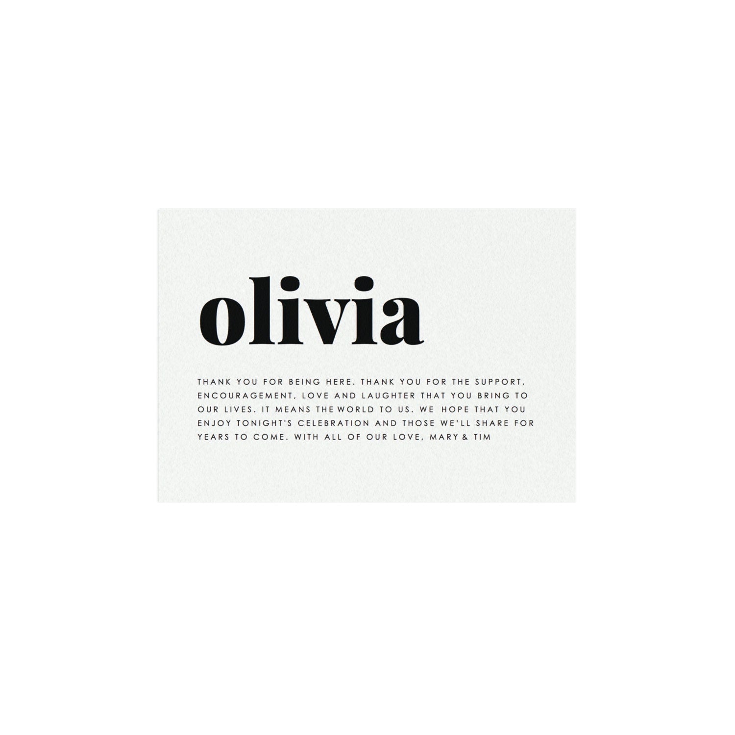 Modern Place Card Template: Fairfax, Thank You Sentiment (PDF Instant Download)