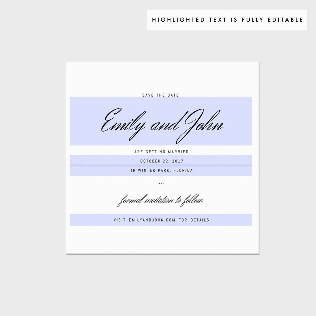 Vintage Script Wedding Save the Date Template (PDF Instant Download)