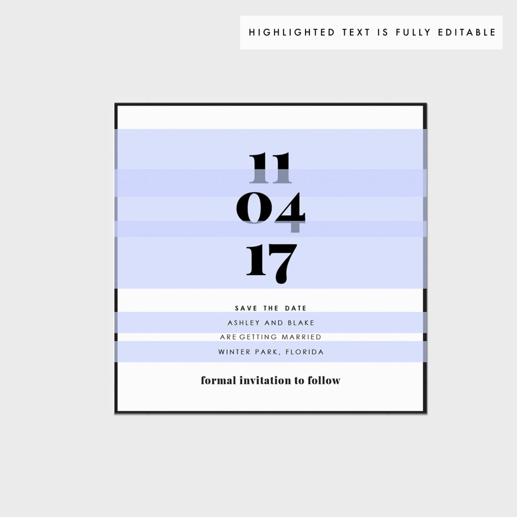 Modern Wedding Save the Date Template: Fairfax Printable (PDF)