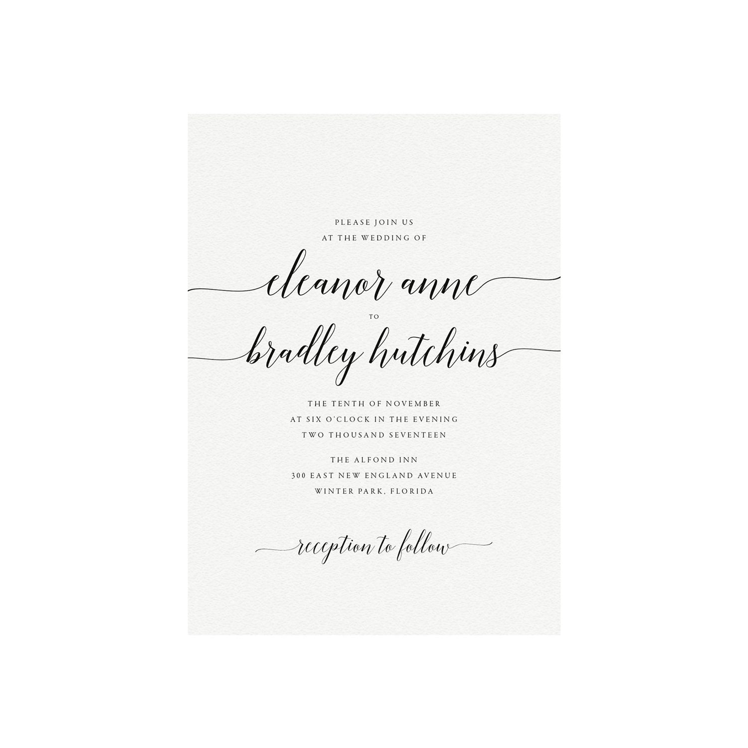 Calligraphy Wedding Invitation Template: Elegant Printable Suite (Editable PDF)