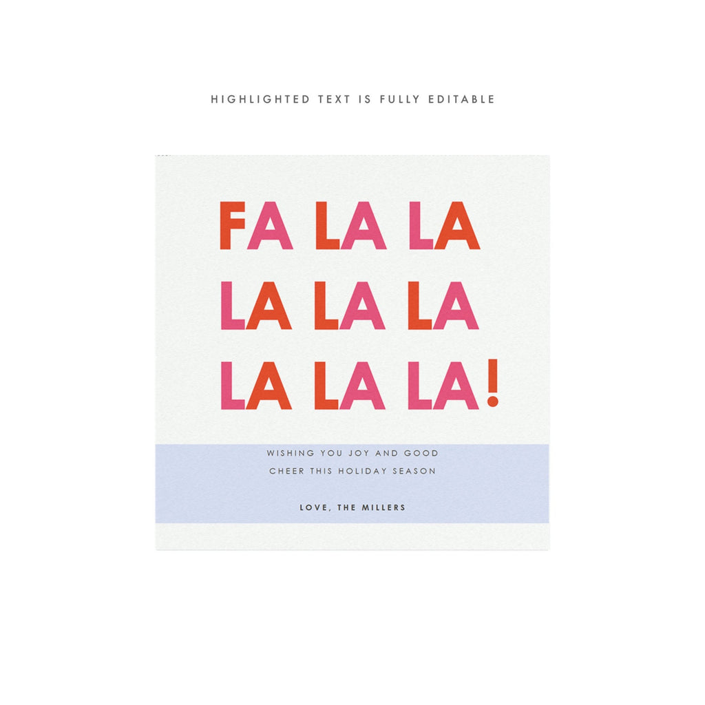 Fa La La Holiday Card Template, Minimalist Printable (PDF)