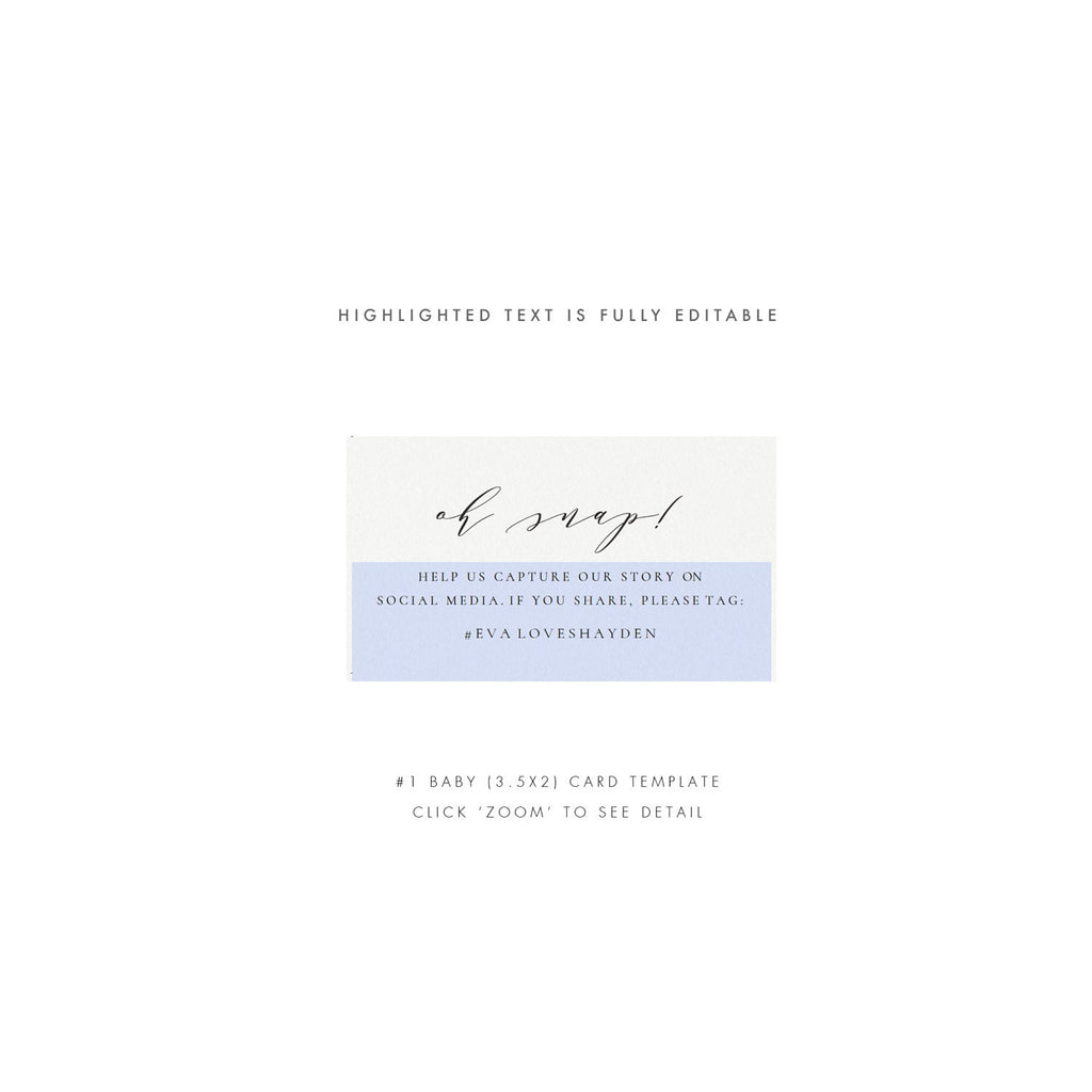 Melia Wedding Social Media Card: Printable Enclosure Card (PDF Template)