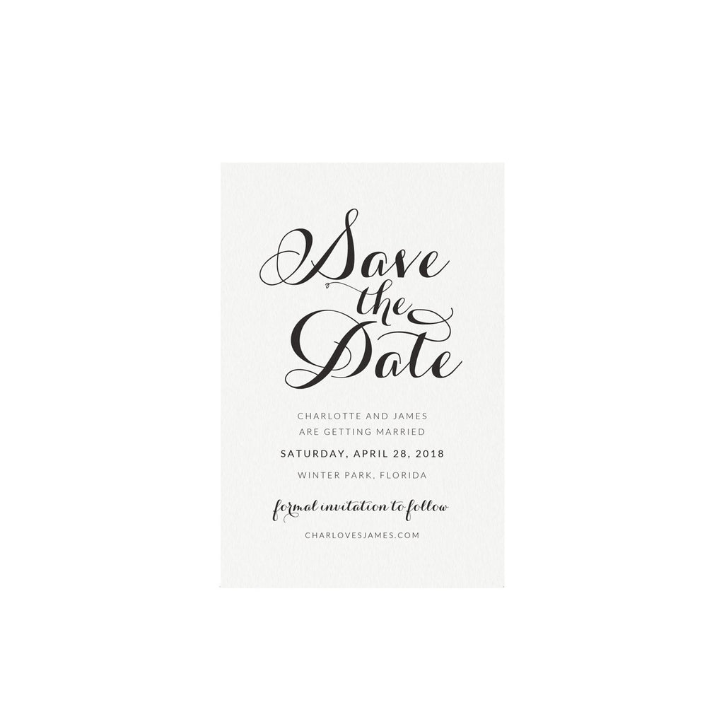 Calligraphy Wedding Save the Date Template: Carlyn Printable (PDF)