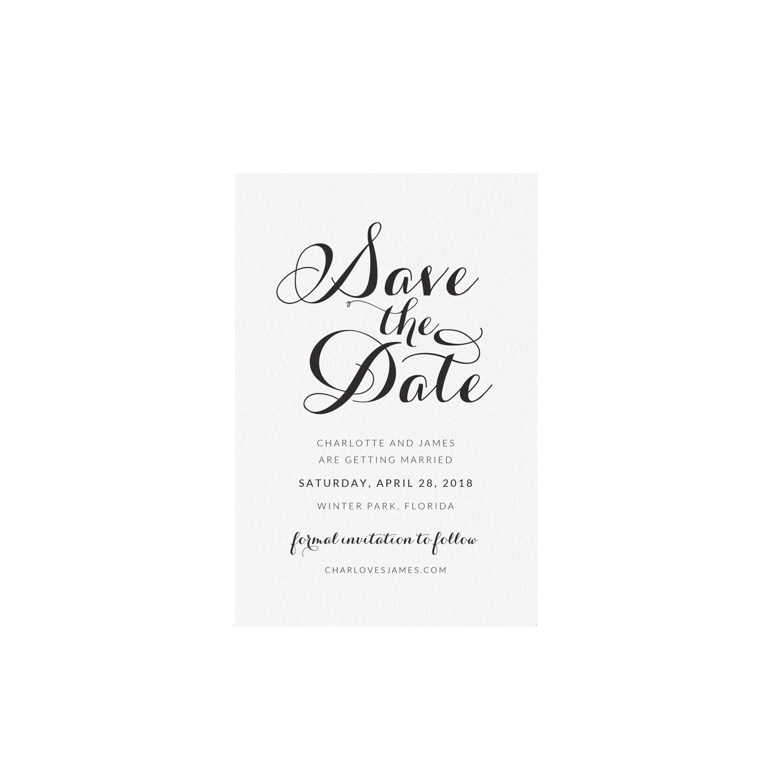Calligraphy Wedding Save the Date Template: Carlyn Printable (PDF)