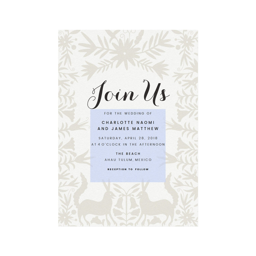 Mexican Otomi Wedding Invitation Template: Destination Wedding (PDF Download)