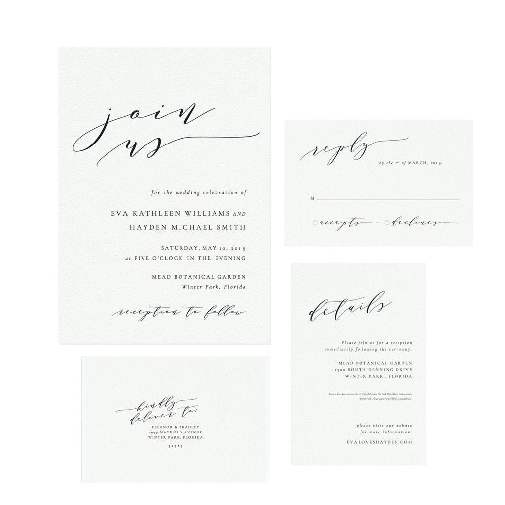 Calligraphy Wedding Invitation Template: Editable Printable PDF