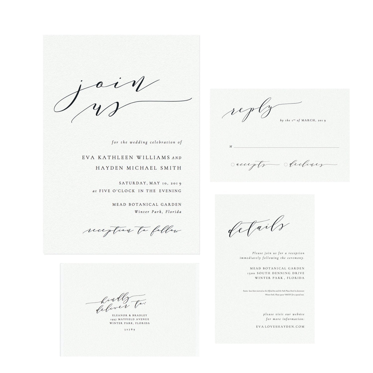 Calligraphy Wedding Invitation Template: Editable Printable PDF
