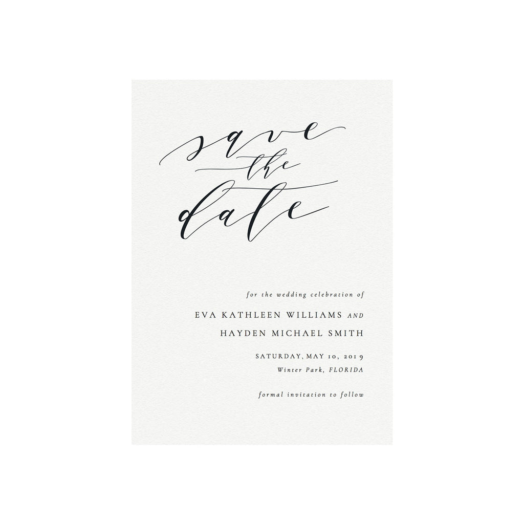 Calligraphy Save the Date Template: Elegant Script (PDF Instant Download)