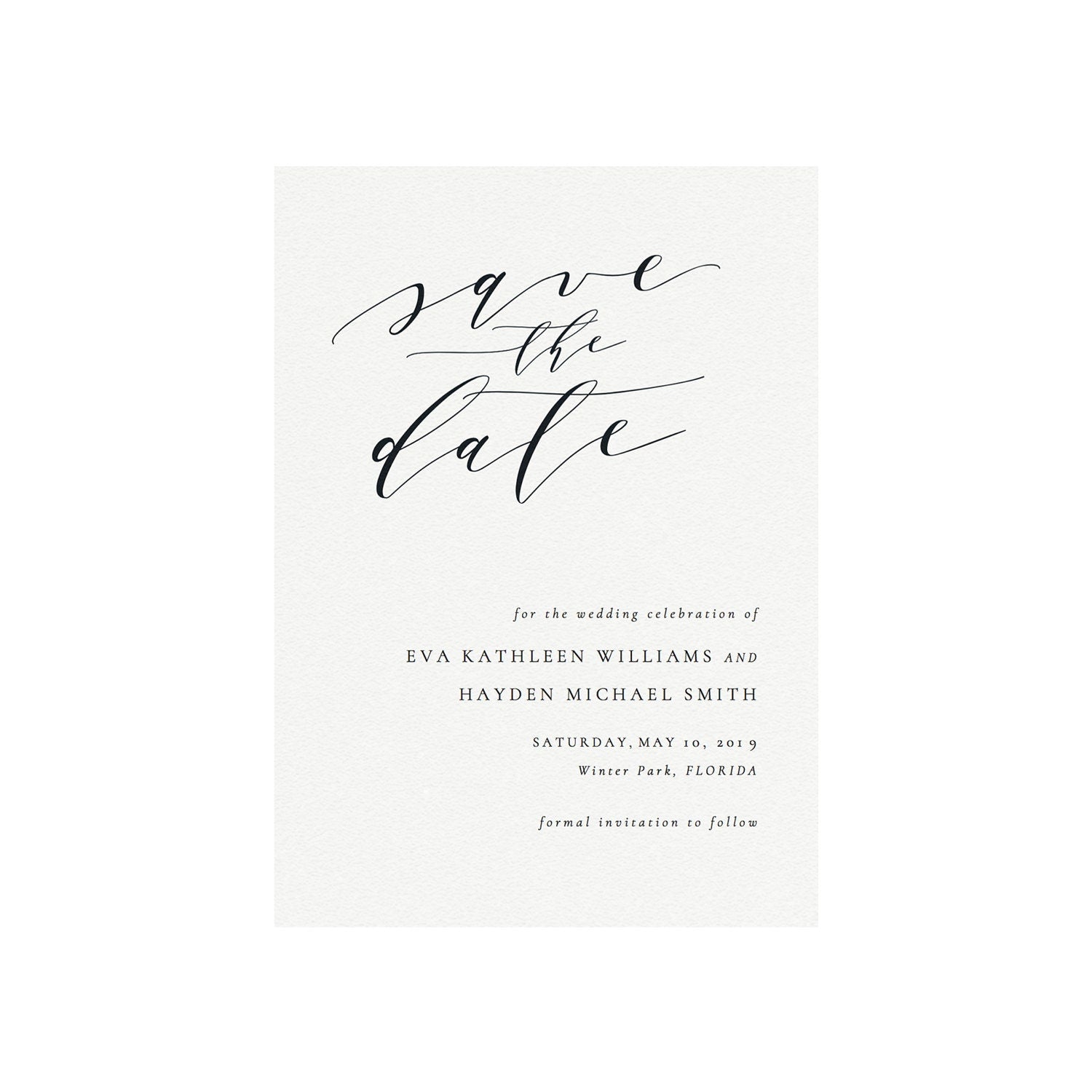 Calligraphy Save the Date Template: Elegant Script (PDF Instant Download)