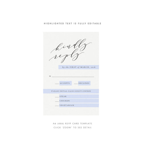 Black Calligraphy Wedding RSVP Card: Minimalist Printable (PDF Instant Download)