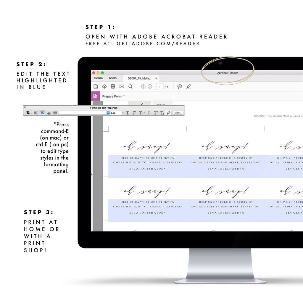 Melia Wedding Social Media Card: Printable Enclosure Card (PDF Template)
