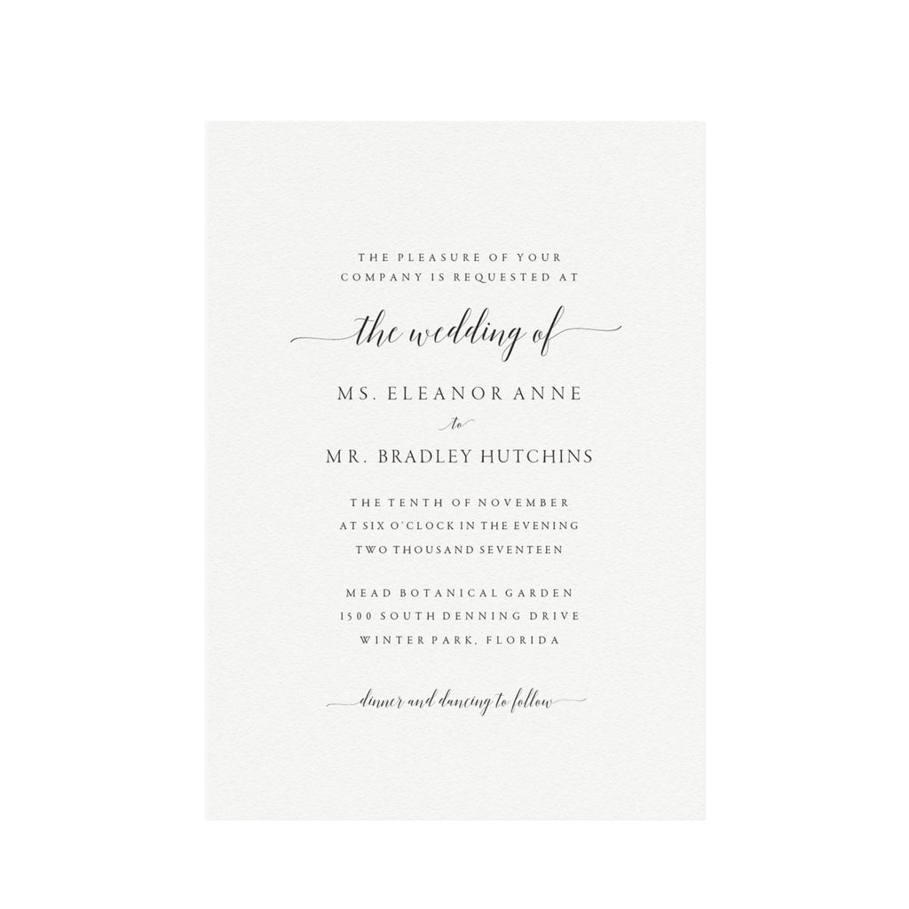 Calligraphy Wedding Invitation Template: Printable 5x7 (PDF Instant Download)