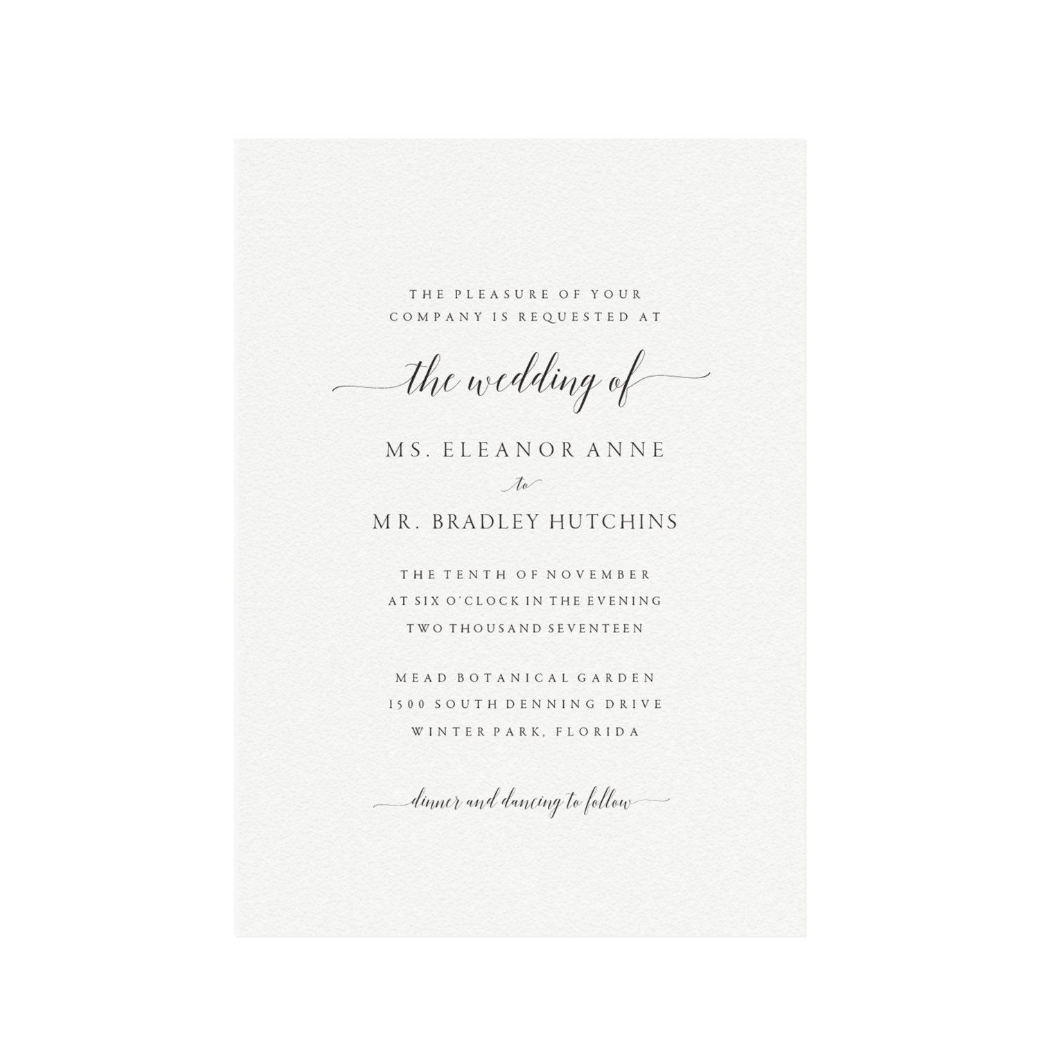 Calligraphy Wedding Invitation Template: Printable 5x7 (PDF Instant Download)