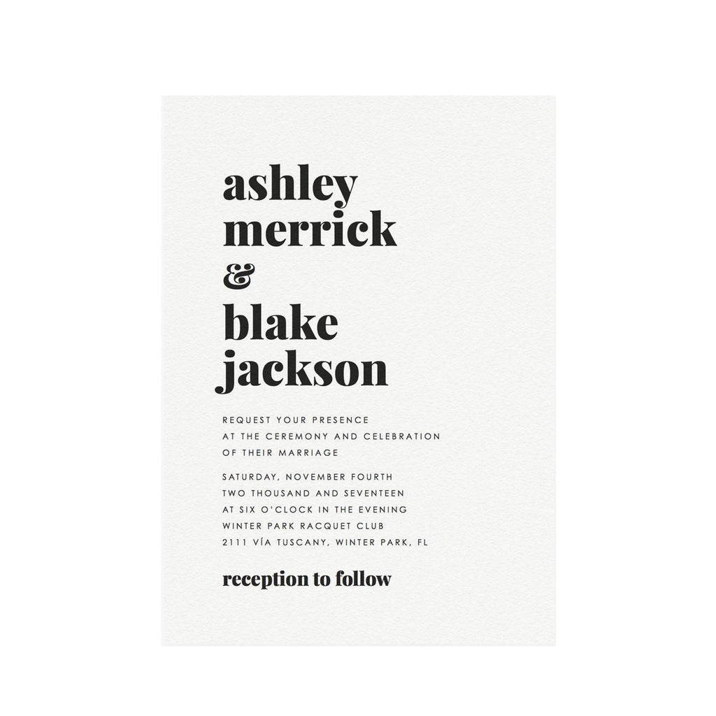 Modern Typographic Wedding Invitation Template (PDF Download)