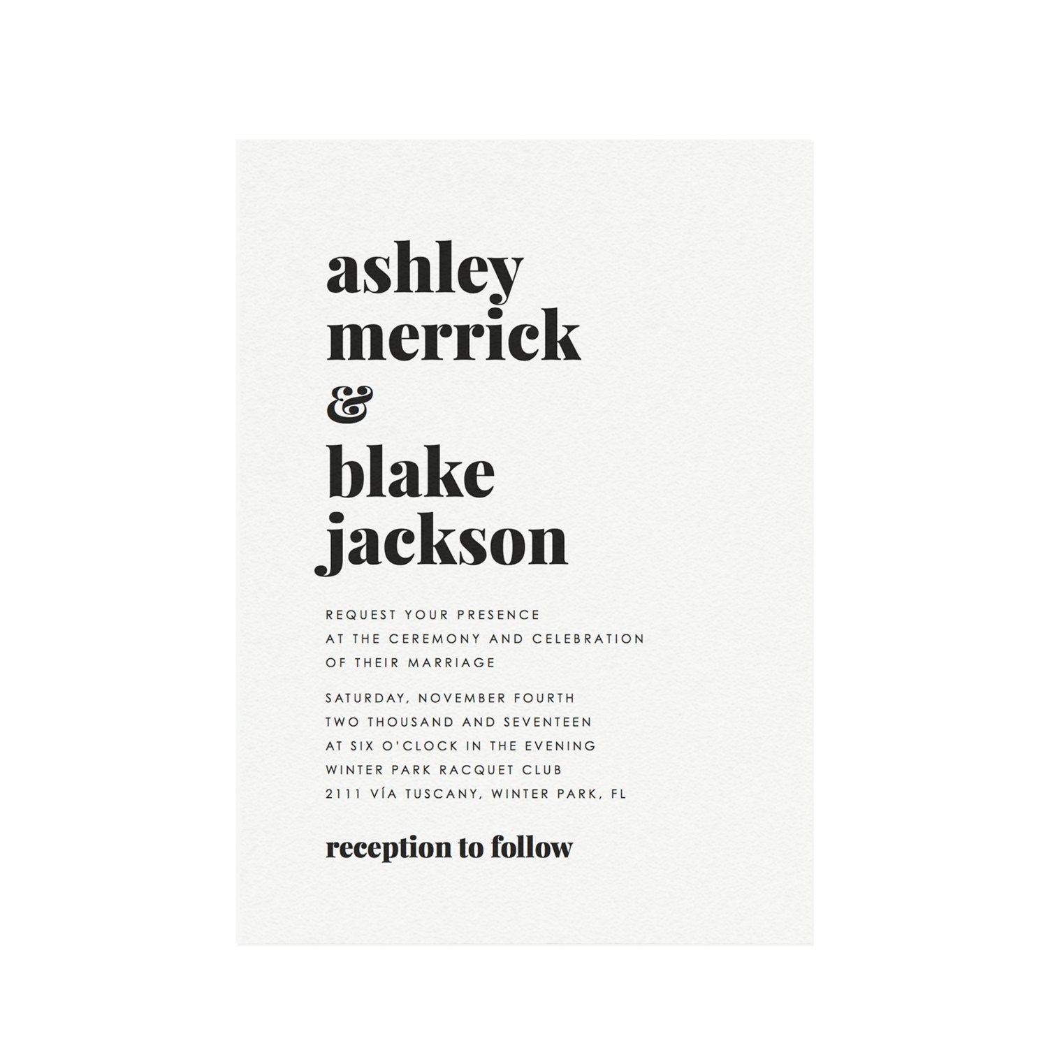 Modern Typographic Wedding Invitation Template (PDF Download)