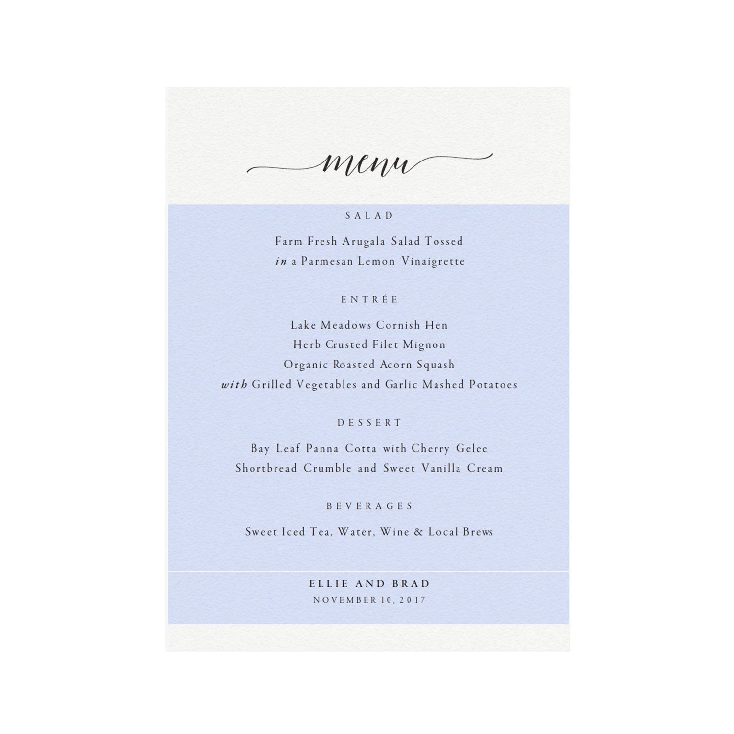 Calligraphy Wedding Menu Template: Minimalist Black, Editable PDF (Instant Download)