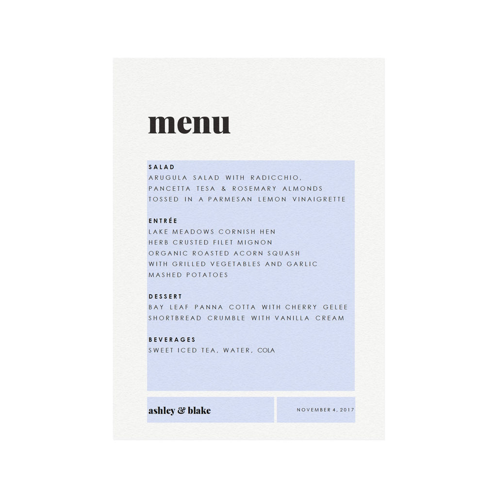 Modern Wedding Menu Template: Fairfax Printable Suite (PDF Instant Download)