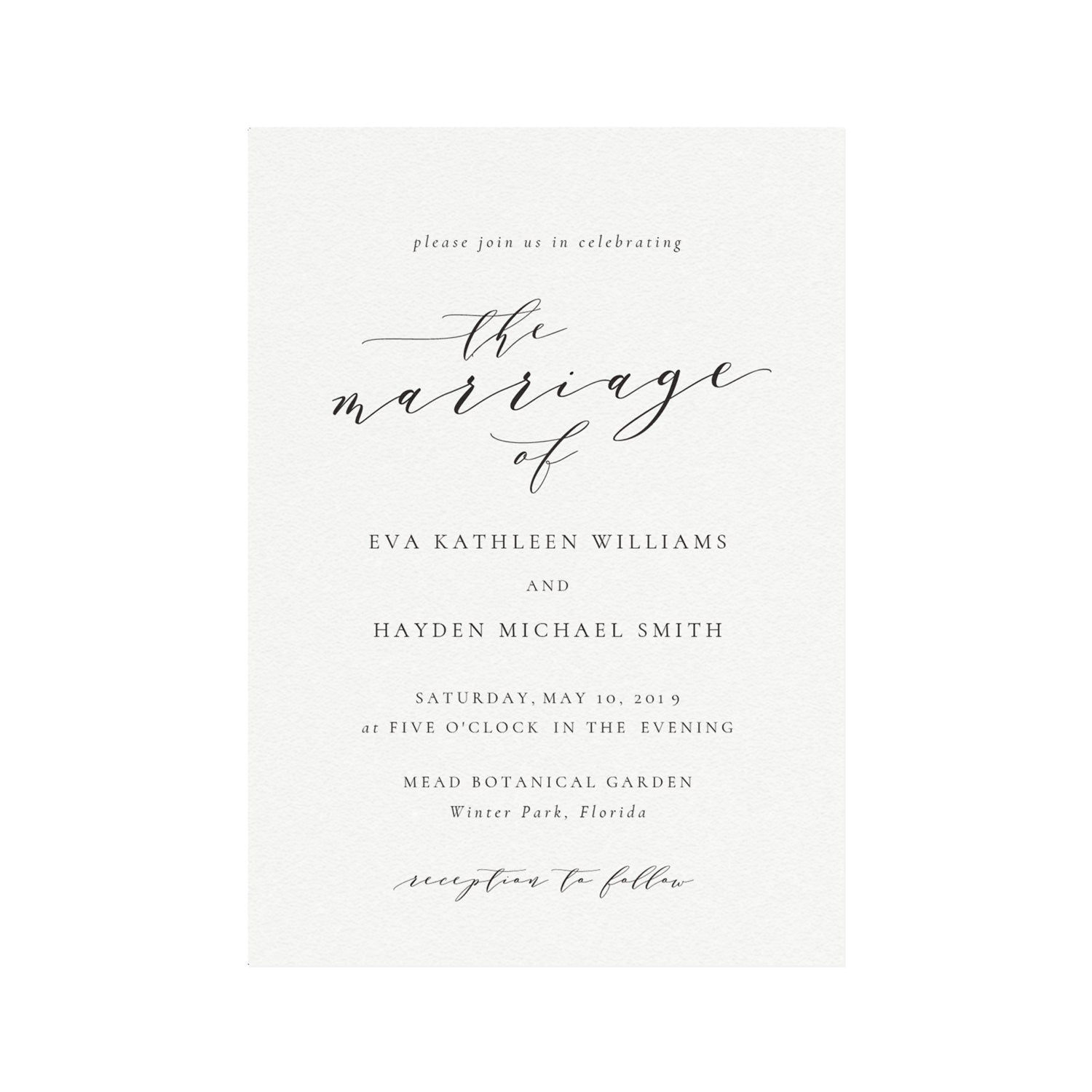 Calligraphy Wedding Invitation Template: Elegant Printable (Instant Download)