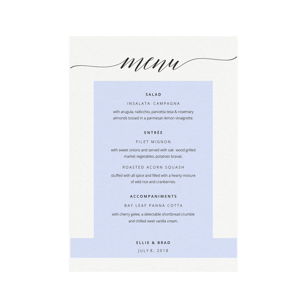 Minimalist Calligraphy Wedding Menu Template, Editable Printable (PDF Instant Download)
