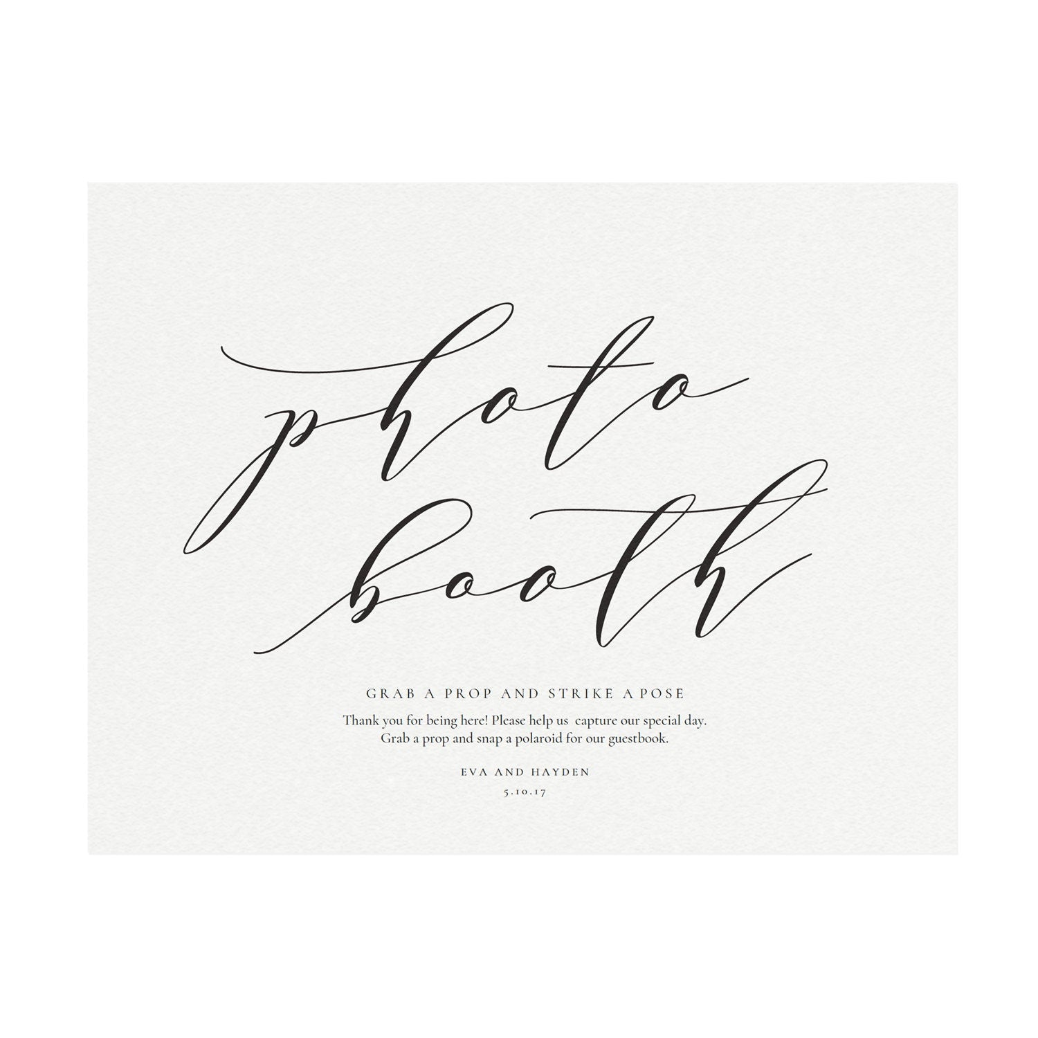 Calligraphy Photo Booth Wedding Sign Template (PDF Instant Download)