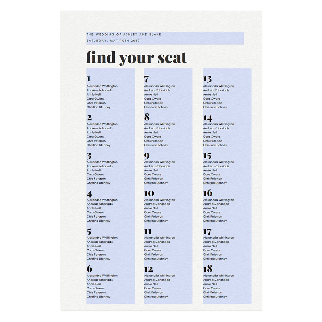 Modern Wedding Seating Chart Sign: Fairfax Printable (PDF Instant Download)
