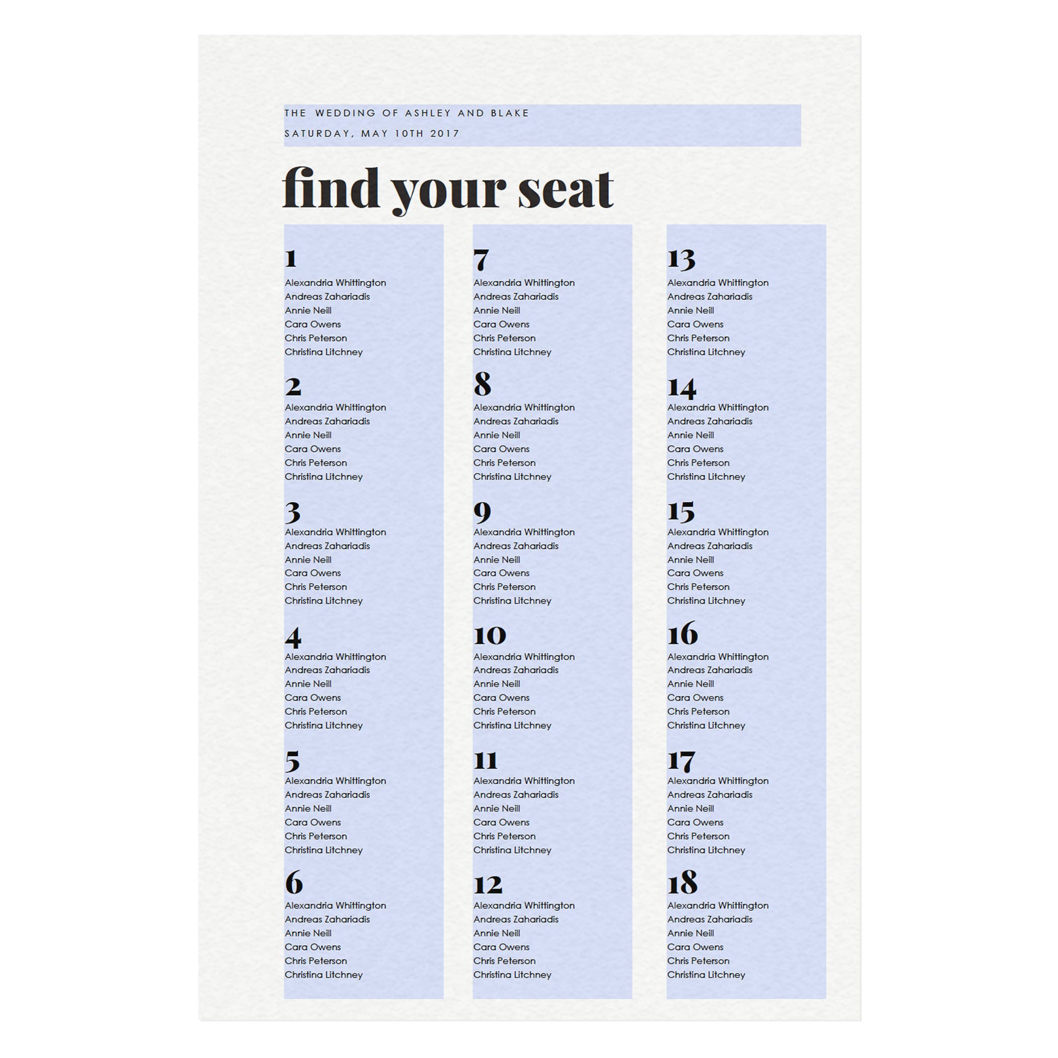 Modern Wedding Seating Chart Sign: Fairfax Printable (PDF Instant Download)