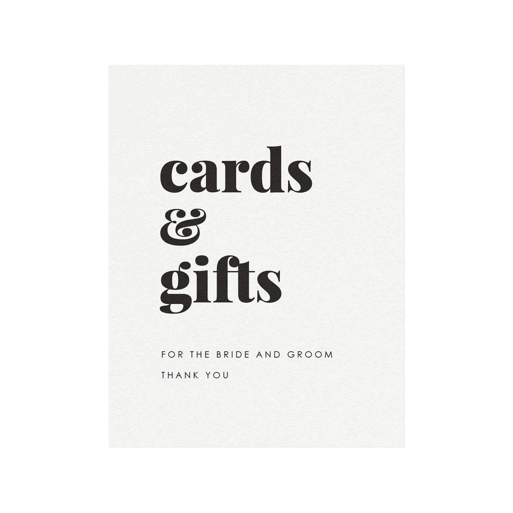 Modern Wedding Cards & Gifts Sign: Minimalist Reception Decor (PDF Instant Download)
