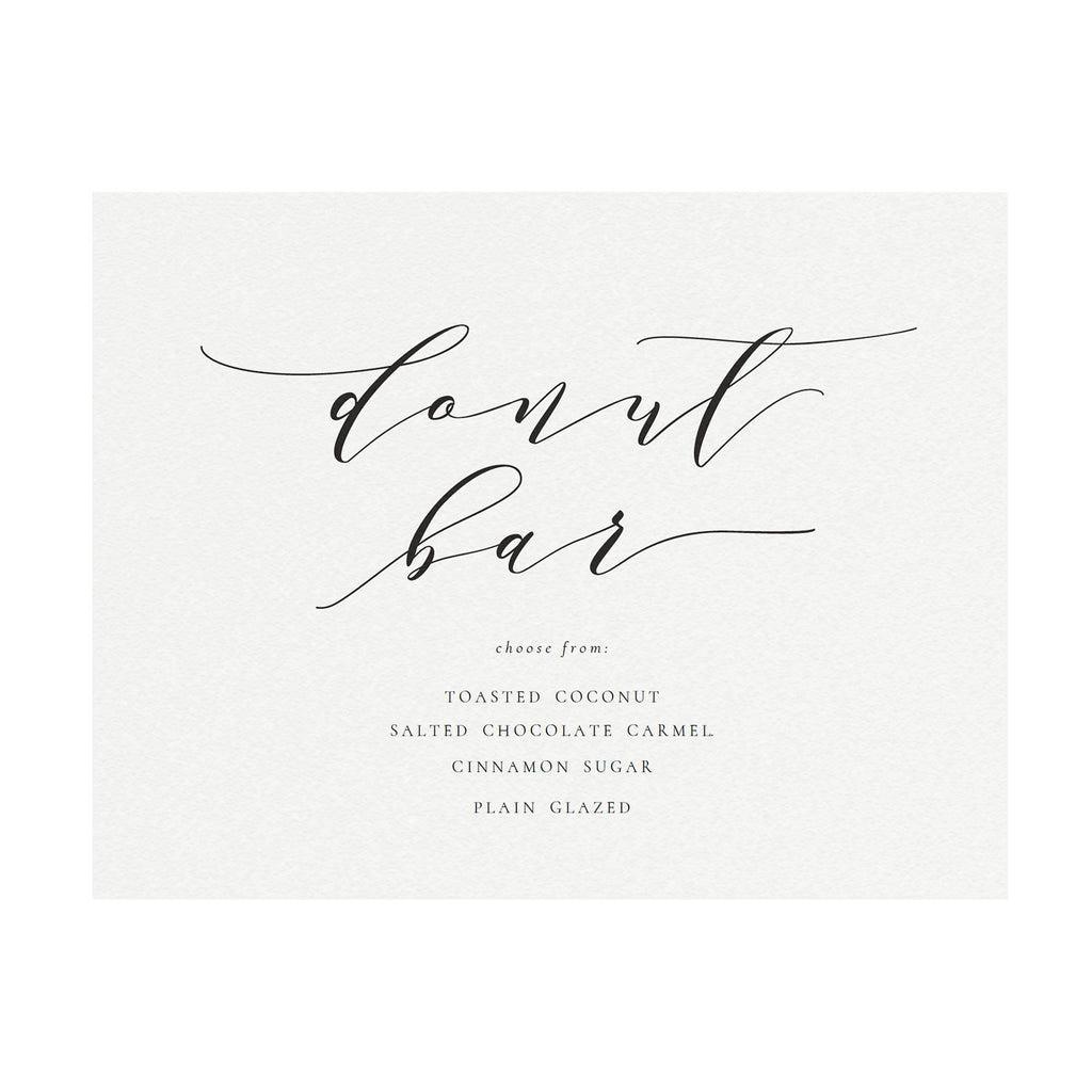 Calligraphy Donut Bar Sign: Melia Wedding Menu (PDF Download)