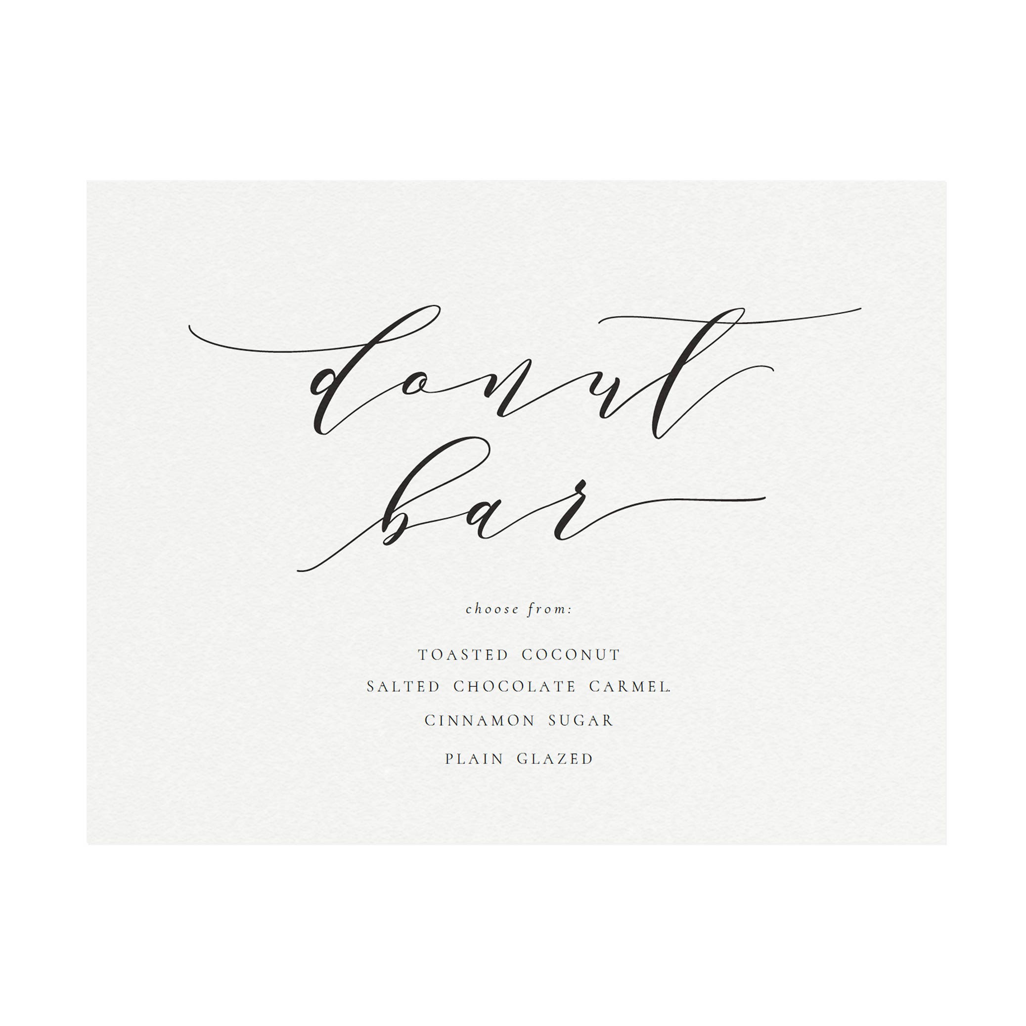 Calligraphy Donut Bar Sign: Melia Wedding Menu (PDF Download)