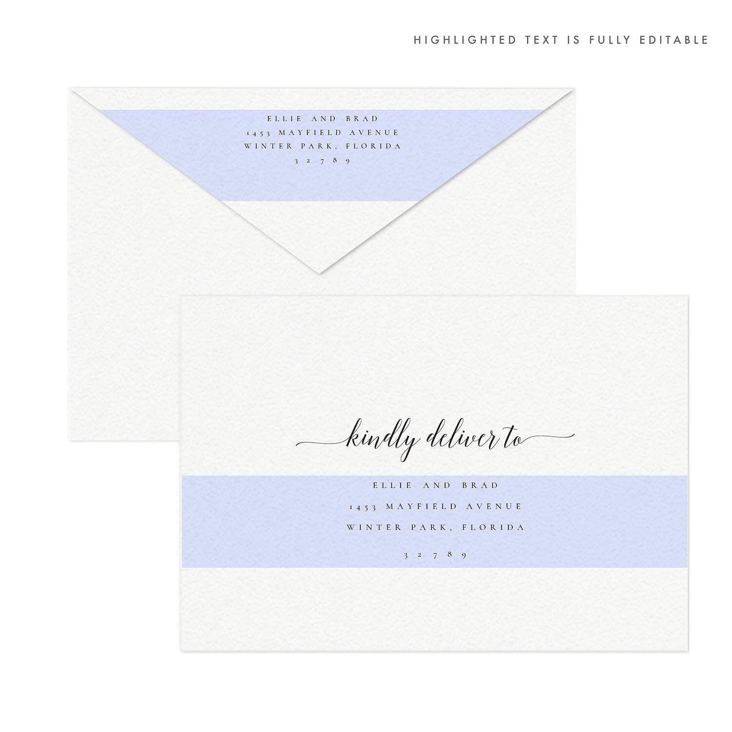 Calligraphy Wedding Invitation Envelope Template A7 (PDF Download)