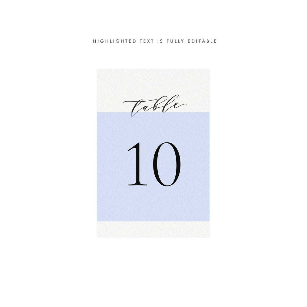 Calligraphy Wedding Table Numbers: Melia Numerical Design (PDF Instant Download)