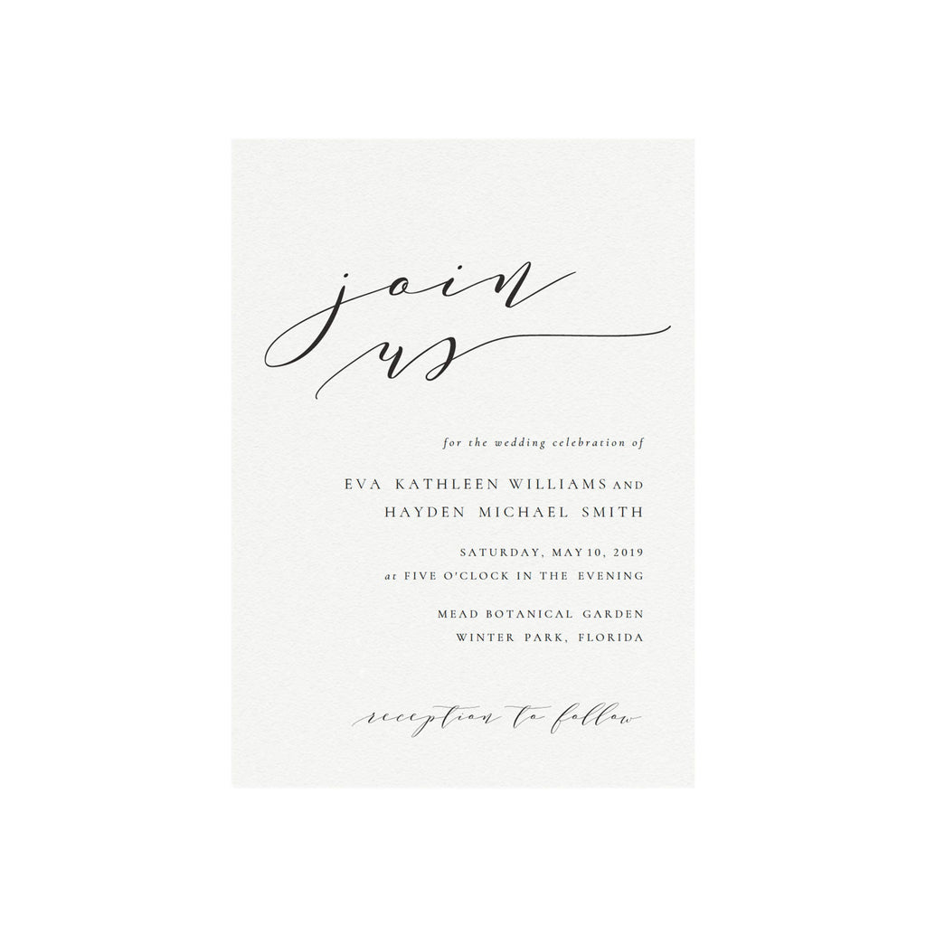 Calligraphy Wedding Invitation Template: 'Join Us' Printable (PDF Instant Download)