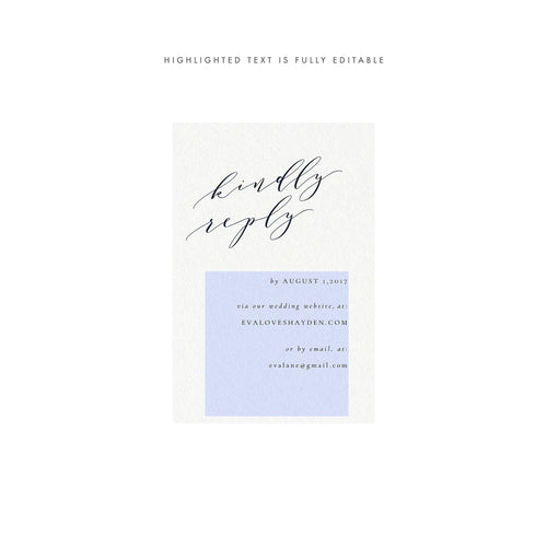 Black Calligraphy Wedding RSVP Card Template (PDF Instant Download)
