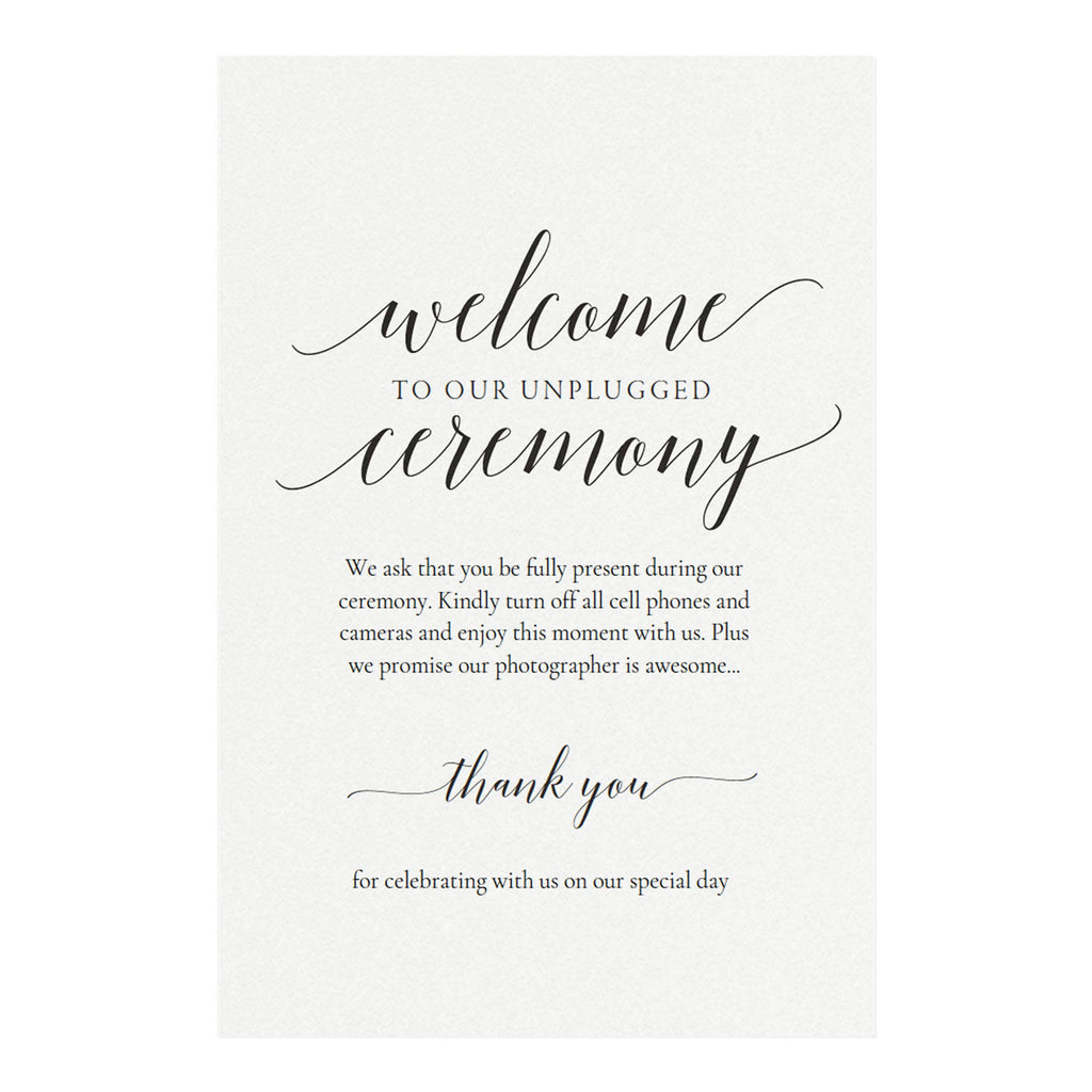 Adel Unplugged Wedding Ceremony Sign Template (PDF Instant Download)