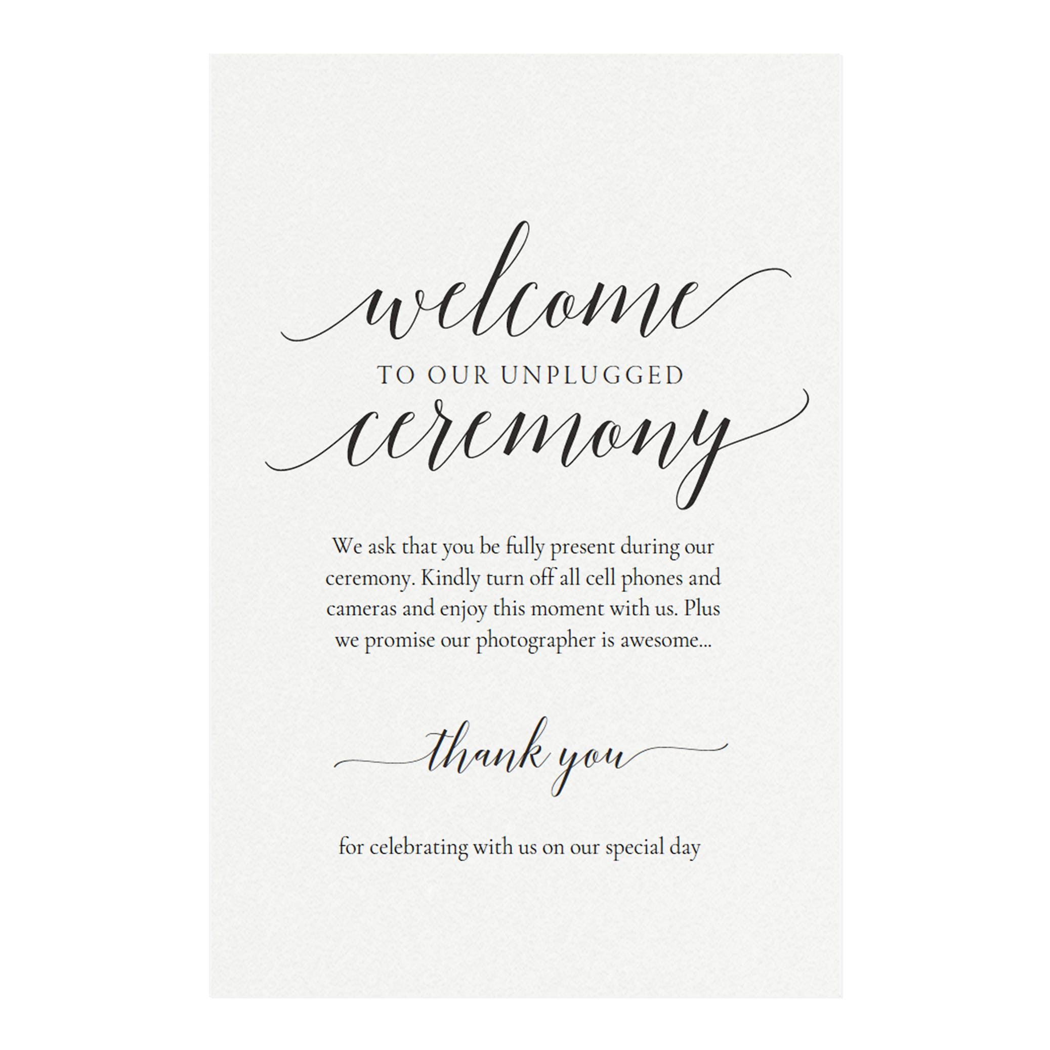 Adel Unplugged Wedding Ceremony Sign Template (PDF Instant Download)