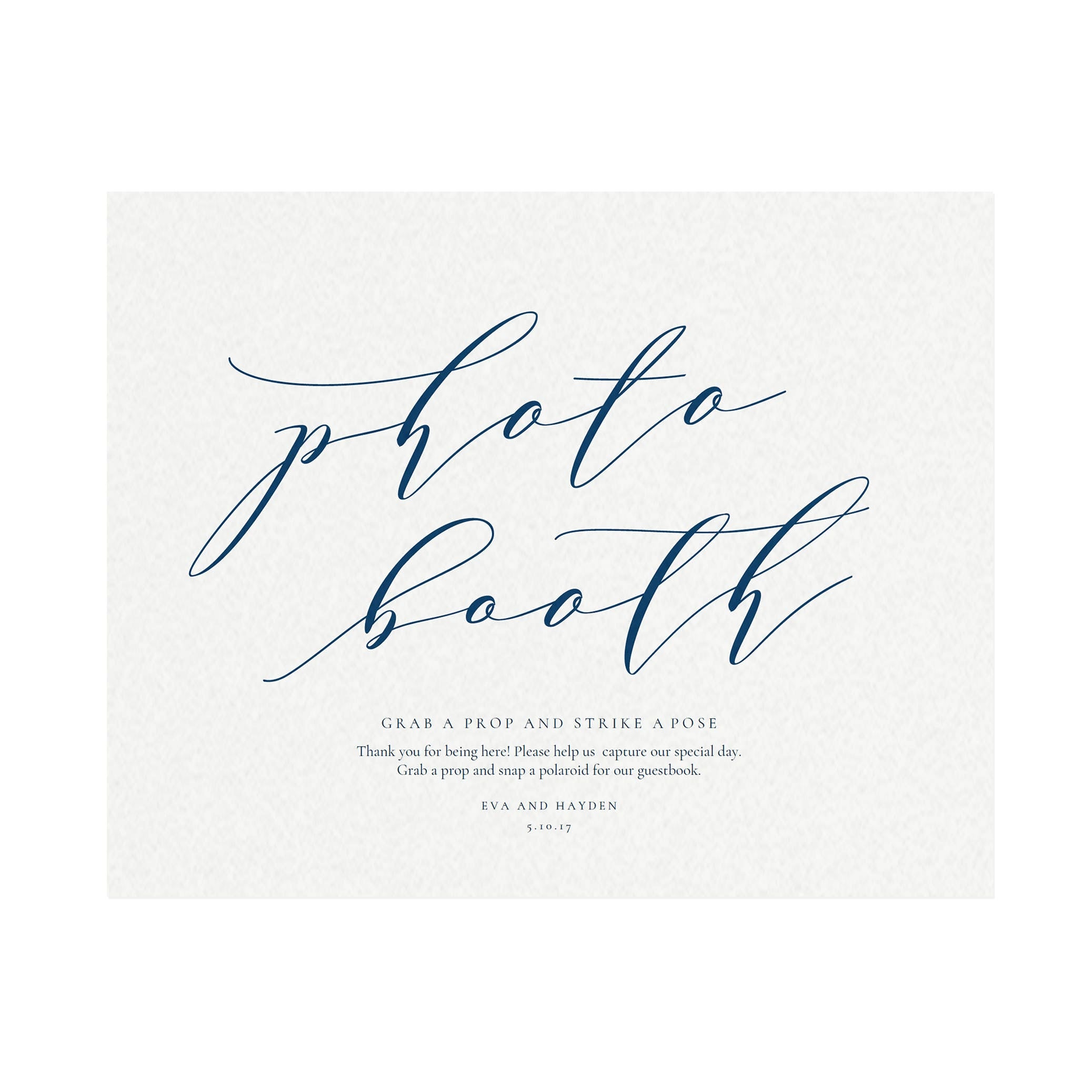 Navy Calligraphy Photo Booth Sign: Wedding Reception Printable (PDF)