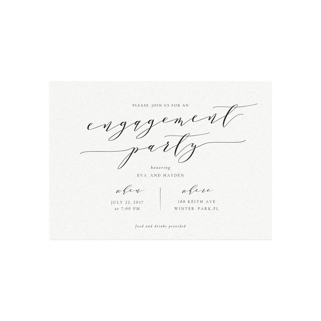 Calligraphy Engagement Party Invitation Template: Melia (PDF)