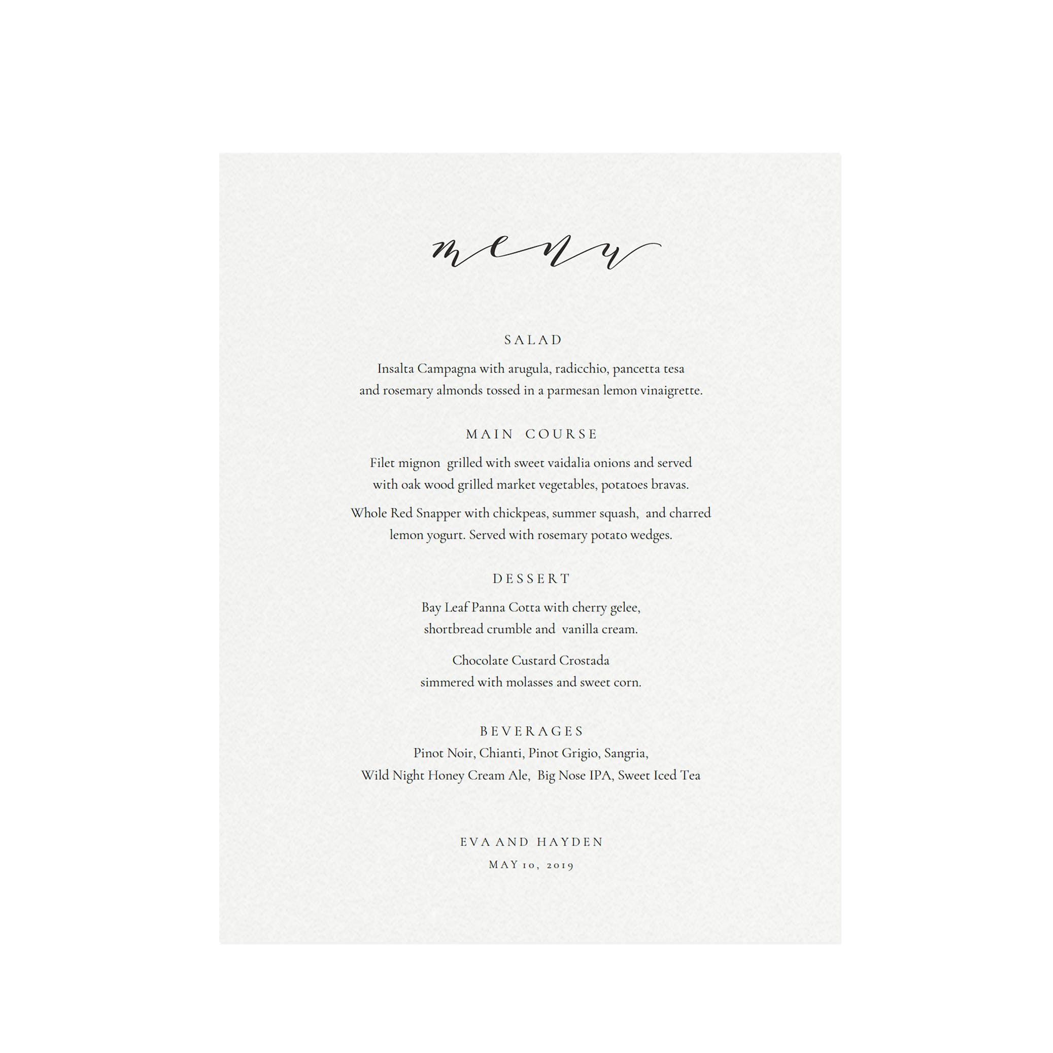 Calligraphy Wedding Menu Sign: Minimalist 11x14 Printable (PDF)