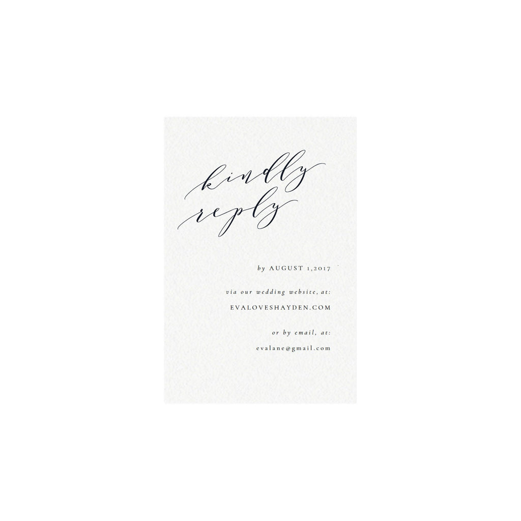 Black Calligraphy Wedding RSVP Card Template (PDF Instant Download)