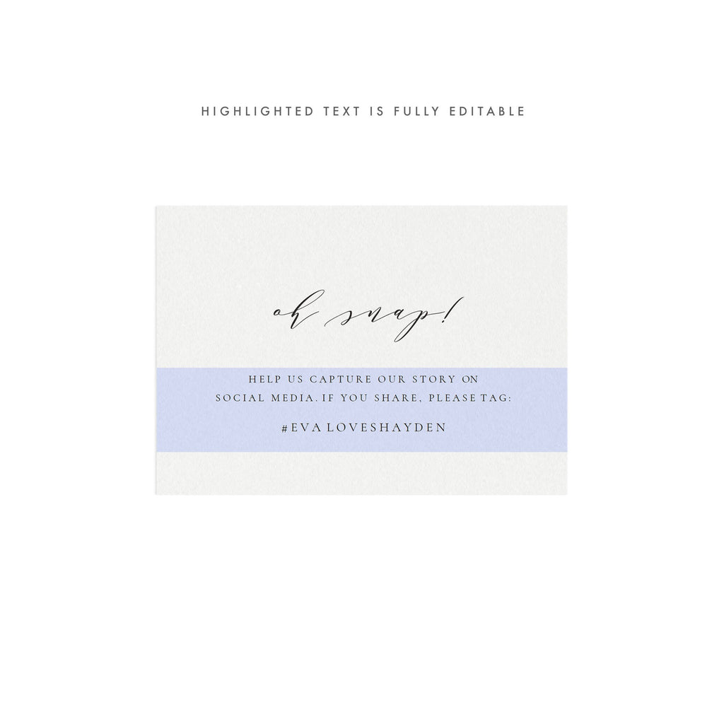 Black Social Media Wedding Card: Oh Snap Printable (PDF Template)