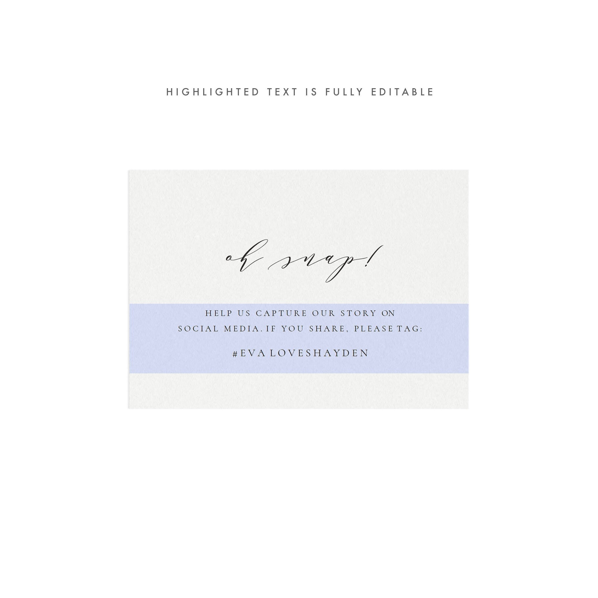 Black Social Media Wedding Card: Oh Snap Printable (PDF Template)
