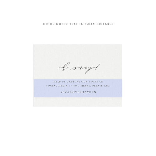 Black Social Media Wedding Card: Oh Snap Printable (PDF Template)