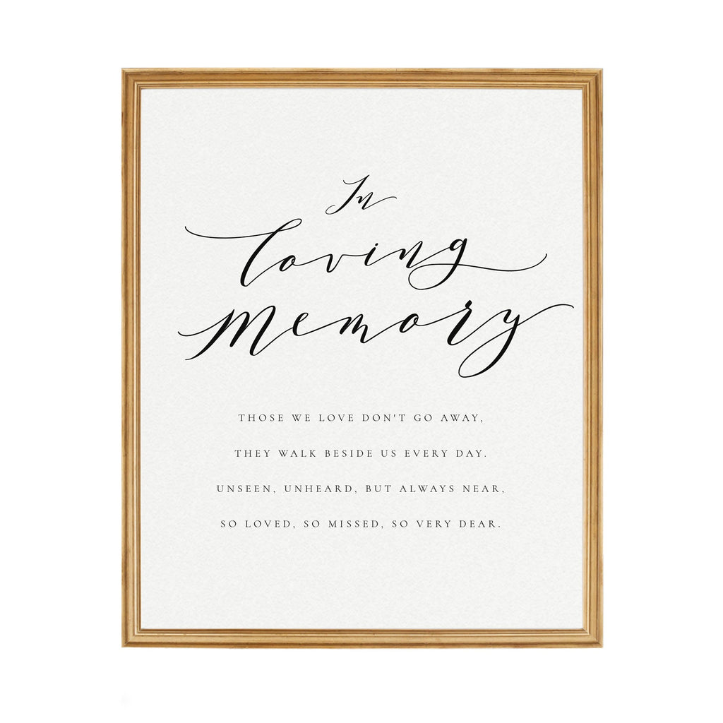 Calligraphy "In Loving Memory" Wedding Sign (PDF Instant Download)