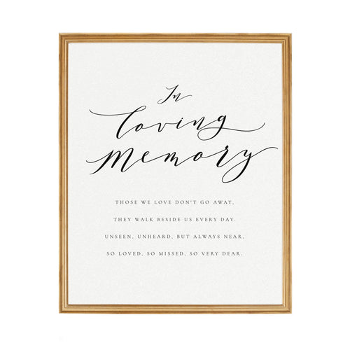 Calligraphy "In Loving Memory" Wedding Sign (PDF Instant Download)
