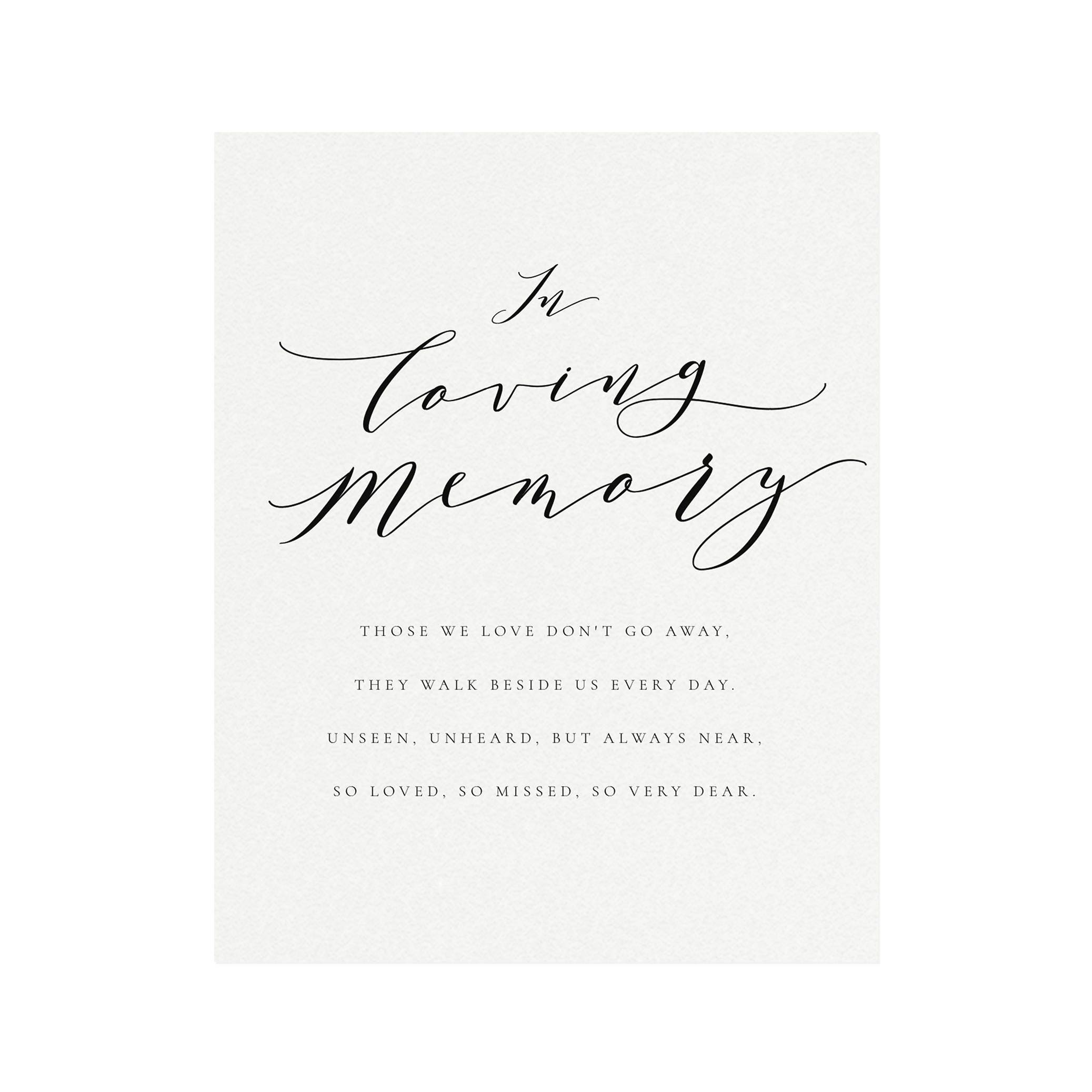 Calligraphy "In Loving Memory" Wedding Sign (PDF Instant Download)