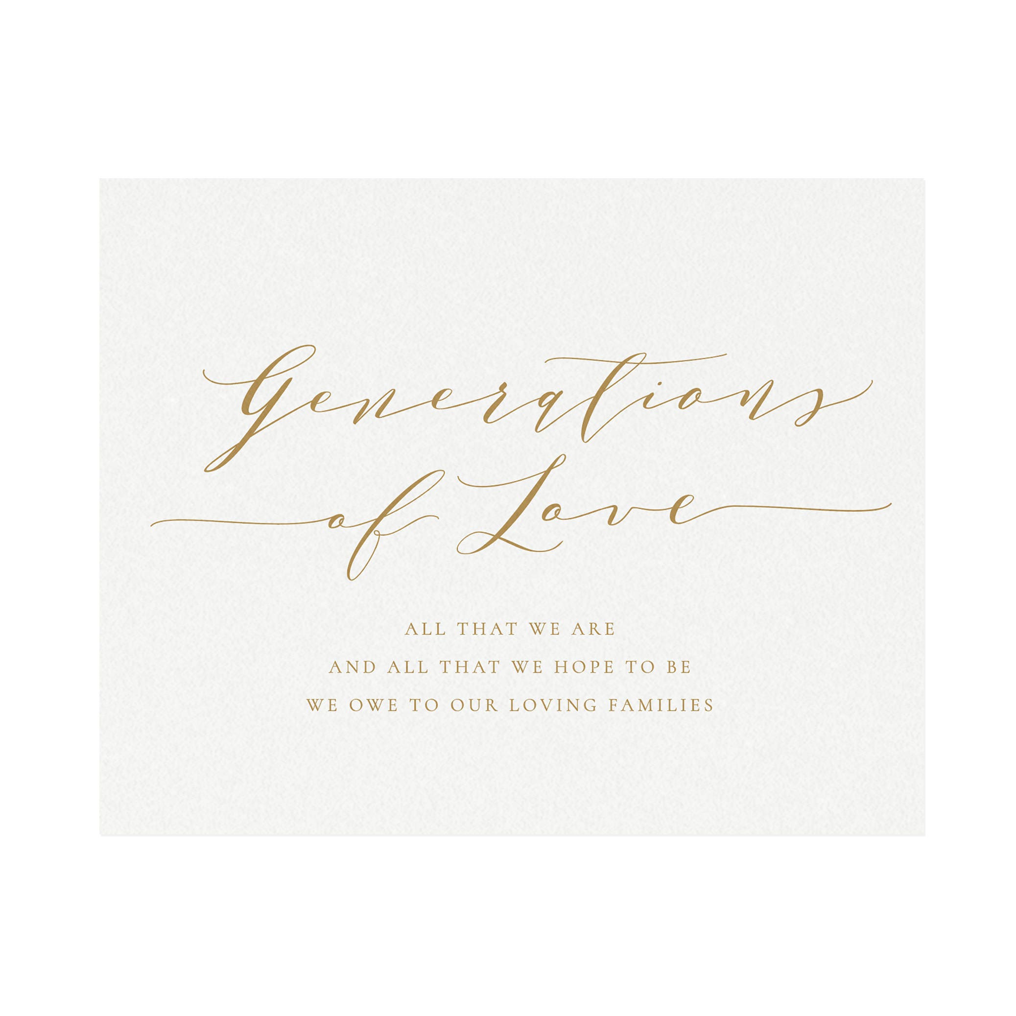 Generations of Love Wedding Sign: Gold Calligraphy (PDF Download)